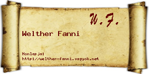 Welther Fanni névjegykártya
